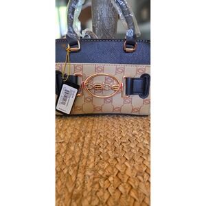 bebe Leilani Monogram Handle Crossbody Wns OS Almond/Black NEW Logo Satchel Bag